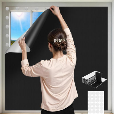 145 X 300 Cm Blackout Curtains For Travel Portable Blind Stick On, No Drill Blinds Window Temporary Black Out Material Cut To Any