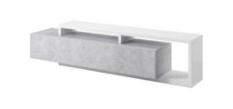 Arte Sleek Bota Tv Unit With Drawer - Modern Living Room Storage Solution 219Cm W 52Cm H 45Cm D White And Concrete