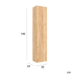 Cygnus bath Bequia Tall Bathroom Cabinet 30Cm Oak - thumbnail 2