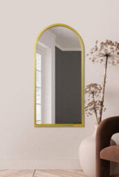 "Mirroroutlet Arcus - Gold Metal Framed Arched Wall Mirror 47"" X 23.5"" (120Cm X 60Cm)" - thumbnail 2