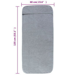 Berkfield Beach Towels 4 Pcs Grey 60X135 Cm Fabric 400 Gsm - thumbnail 8