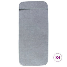 Berkfield Beach Towels 4 Pcs Grey 60X135 Cm Fabric 400 Gsm - thumbnail 3