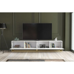 Creative Furniture Ripple Duo Tv Unit 200Cm - White With Fluted Doors - thumbnail 3