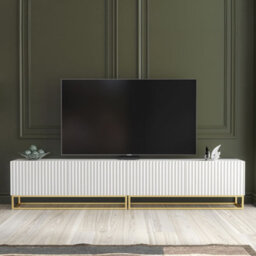 Creative Furniture Ripple Duo Tv Unit 200Cm - White With Fluted Doors - thumbnail 1