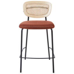 Beliani Set Of 2 Bar Chairs Mayetta Rattan Orange - thumbnail 5