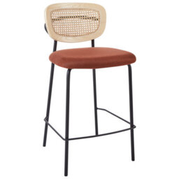 Beliani Set Of 2 Bar Chairs Mayetta Rattan Orange - thumbnail 4