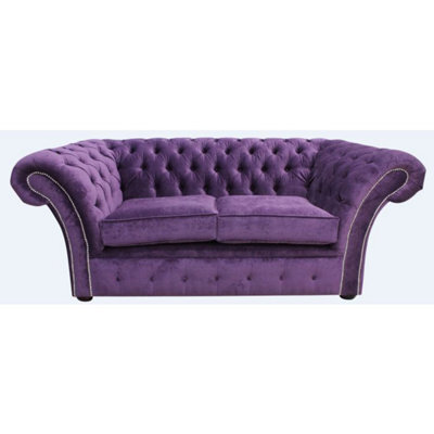 Chesterfield 2 Seater Sofa Danza Amethyst Purple Fabric In Balmoral Style - image 1