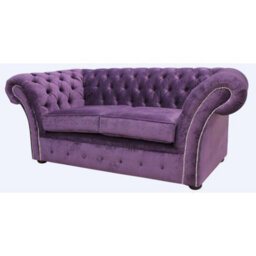 Chesterfield 2 Seater Sofa Danza Amethyst Purple Fabric In Balmoral Style - thumbnail 3