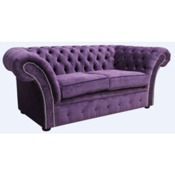 Chesterfield 2 Seater Sofa Danza Amethyst Purple Fabric In Balmoral Style - thumbnail 2