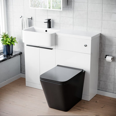 Nes Home 1000mm Lh Basin Vanity Black Handles, Wc Unit & Square Black Btw Toilet - image 1