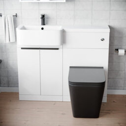 Nes Home 1000mm Lh Basin Vanity Black Handles, Wc Unit & Square Black Btw Toilet - thumbnail 2