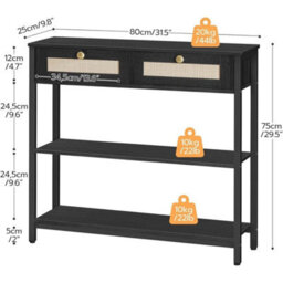 Console Table Hallway Table Sofa Table Side Table 80 X 25 X 75 Cm Black - thumbnail 2