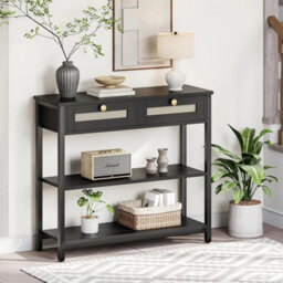 Console Table Hallway Table Sofa Table Side Table 80 X 25 X 75 Cm Black - thumbnail 1