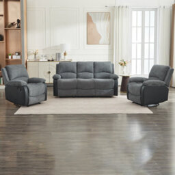 Manual Reclining Sofa Set, Corduroy Fabric Recliner Sectional Sofa Suite - 1+1+3 Sofa Set - thumbnail 3