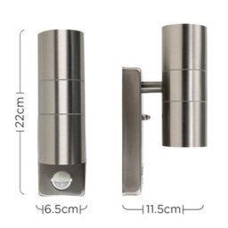 Valuelights Pair Of Silver Up Down Outdoor Pir Motion Sensor Outdoor Wall Lights - thumbnail 8
