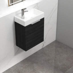 Royal Bathrooms Royal Bathroom Como 400mm Wall Hung Cloakroom Vanity Unit With 1 Tap Hole Ceramic Basin 1 Door Storage Cabinet - Hale Black - thumbnail 6