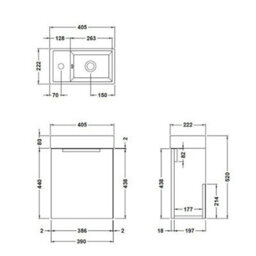 Royal Bathrooms Royal Bathroom Como 400mm Wall Hung Cloakroom Vanity Unit With 1 Tap Hole Ceramic Basin 1 Door Storage Cabinet - Hale Black - thumbnail 8