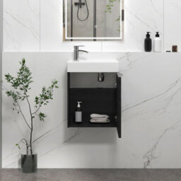 Royal Bathrooms Royal Bathroom Como 400mm Wall Hung Cloakroom Vanity Unit With 1 Tap Hole Ceramic Basin 1 Door Storage Cabinet - Hale Black - thumbnail 5