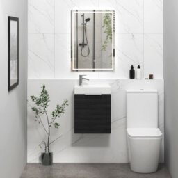 Royal Bathrooms Royal Bathroom Como 400mm Wall Hung Cloakroom Vanity Unit With 1 Tap Hole Ceramic Basin 1 Door Storage Cabinet - Hale Black - thumbnail 4