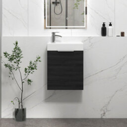 Royal Bathrooms Royal Bathroom Como 400mm Wall Hung Cloakroom Vanity Unit With 1 Tap Hole Ceramic Basin 1 Door Storage Cabinet - Hale Black - thumbnail 1