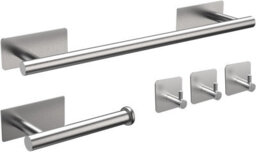 (Silver) 5Pcs Bathroom Set Towel And Toilet Roll Holder Set - thumbnail 3