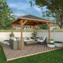 Waltons 3M X 3M Traditional Gazebo Pressure Treated Wooden Garden Shelter - thumbnail 2