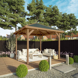Waltons 3M X 3M Traditional Gazebo Pressure Treated Wooden Garden Shelter - thumbnail 1