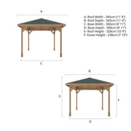 Waltons 3M X 3M Traditional Gazebo Pressure Treated Wooden Garden Shelter - thumbnail 7
