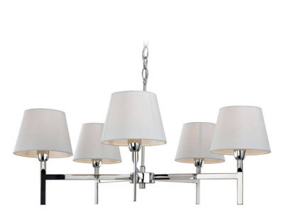 Luminosa Lighting Luminosa Transition 5 Light Multi Arm Ceiling Pendant Light Polished Stainless Steel, Cream, E14