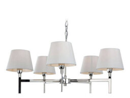 Luminosa Lighting Luminosa Transition 5 Light Multi Arm Ceiling Pendant Light Polished Stainless Steel, Cream, E14