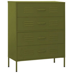 Berkfield Durable Chest Of Drawers Olive Green 80X35X101.5 Cm Steel