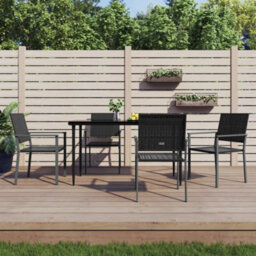 Berkfield 5 Piece Garden Dining Set Poly Rattan And Steel