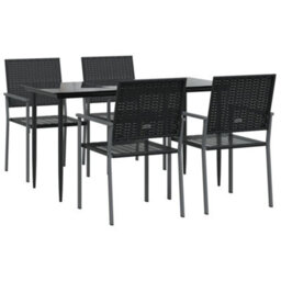 Berkfield 5 Piece Garden Dining Set Poly Rattan And Steel - thumbnail 3