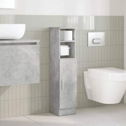 Walplus Bathroom Cabinet With Roll Holder Concrete Grey 20.5X22X90 Cm - thumbnail 3