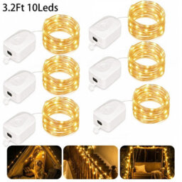 Amorly 6 Pack Fairy Lights Battery Operate,3.2 Ft Rechargeable Lights Modes, Bedroom, Living Room, Yard, Camping & Party Decor Warm White - thumbnail 1