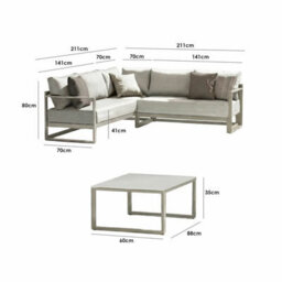 Xample Harbour Lifestyle Havana Corner Patio Set With Reclining Seats Aluminium Garden Sofa Set With Coffee Table, Latte - thumbnail 2