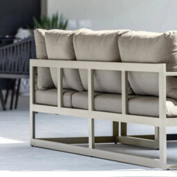 Xample Harbour Lifestyle Havana Corner Patio Set With Reclining Seats Aluminium Garden Sofa Set With Coffee Table, Latte - thumbnail 6