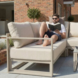 Xample Harbour Lifestyle Havana Corner Patio Set With Reclining Seats Aluminium Garden Sofa Set With Coffee Table, Latte - thumbnail 7