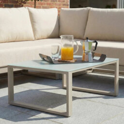 Xample Harbour Lifestyle Havana Corner Patio Set With Reclining Seats Aluminium Garden Sofa Set With Coffee Table, Latte - thumbnail 4