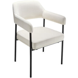 Tectake Set Of 2 Armchair Doé - Durable Fabric, Black Powder-Coated Legs, 120 Kg Load, 58 X 62 X 85 Cm  - Woven Fabric Off-White/black - thumbnail 9