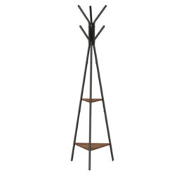 Modcraft Industrial Coat Rack Stand With 2 Shelves, Freestanding Hall Tree With 6 Hooks