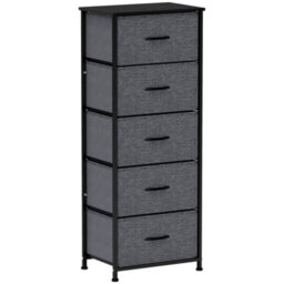 Wyld Haus Ralora 5-Drawer Industrial Fabric Dresser With Steel Frame, Dark Grey And Black - thumbnail 2