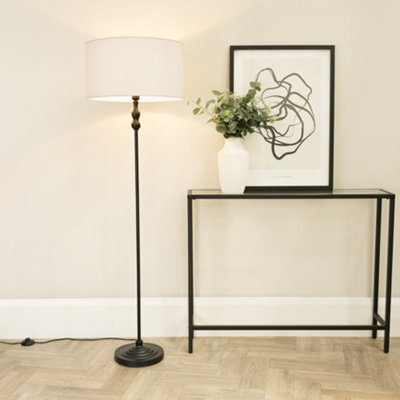 Valuelights Maggie Black Metal Candlestick Floor Lamp With White Fabric Lamp Shade And Led Bulb - image 1