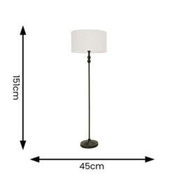 Valuelights Maggie Black Metal Candlestick Floor Lamp With White Fabric Lamp Shade And Led Bulb - thumbnail 4