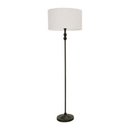 Valuelights Maggie Black Metal Candlestick Floor Lamp With White Fabric Lamp Shade And Led Bulb - thumbnail 2
