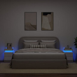 Vidaxl Bedside Cabinets With Led Lights 2 Pcs White 35X39X55 Cm - thumbnail 4