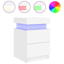 Vidaxl Bedside Cabinets With Led Lights 2 Pcs White 35X39X55 Cm - thumbnail 7