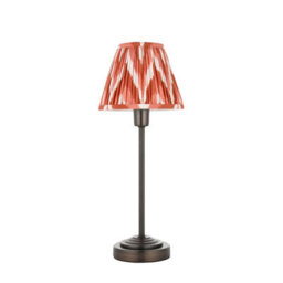 Luminosa Lighting Luminosa Rise Antique Bronze Plate Table Lamp With Apricot Orange Fabric Zigzag Shade 16Cm E14 - thumbnail 7