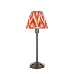 Luminosa Lighting Luminosa Rise Antique Bronze Plate Table Lamp With Apricot Orange Fabric Zigzag Shade 16Cm E14