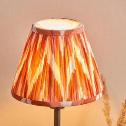 Luminosa Lighting Luminosa Rise Antique Bronze Plate Table Lamp With Apricot Orange Fabric Zigzag Shade 16Cm E14 - thumbnail 4